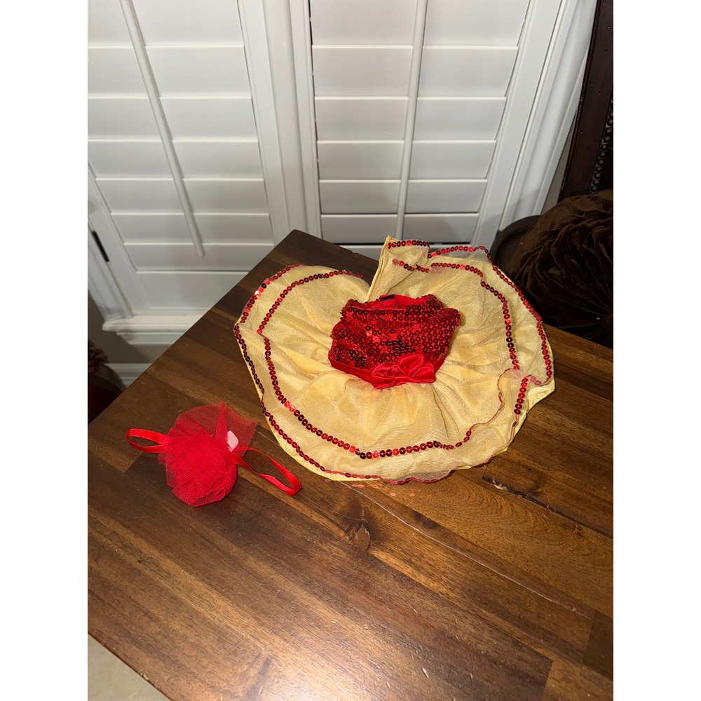 Build-A-Bear Workshop Yellow and Red Sequin Tutu Dress with Matching Accessory